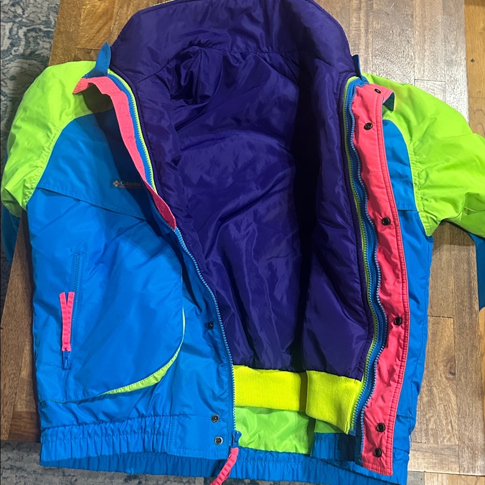 Vtg 80s 90s Columbia Ski Jacket 3 in 1  Snowboard Neon Pink Glow Coat men’s med. - Picture 4 of 9